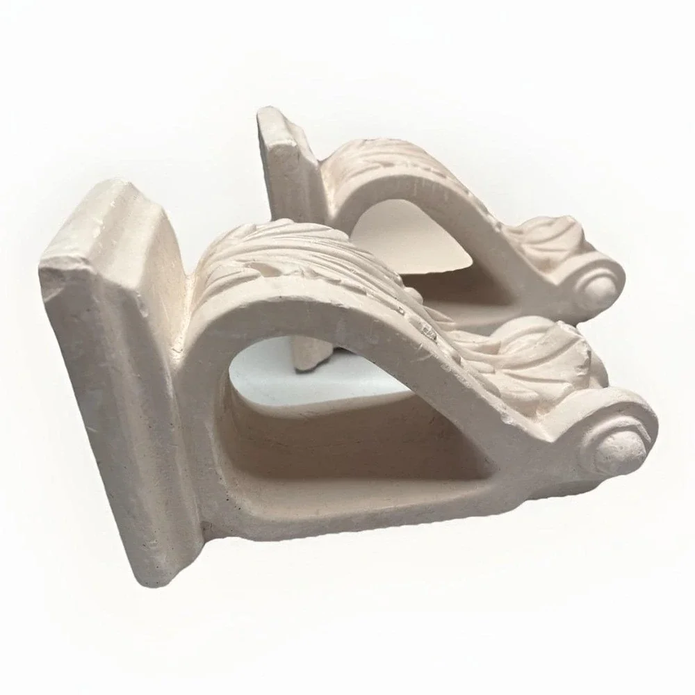 Handmade Pair of Ornate Heavy Plaster Drapery Corbels‎ Made in Spain